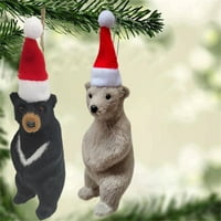 Rao Bear Doll Privjesak Božićni šešir simulacija polarnog medvjeda Grizzly lutka ukrasi slatki smeđi