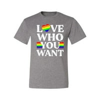 Wild Bobby, LGBTQ dugačka zastava Ljubav Koga želiš, LGBT ponos, muškarci Grafički tee, Heather Grey,