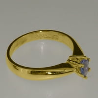 Britanci napravio je 10k žuti zlatni prirodni tanzanitni prsten za angažman - Veličine opcije - Veličina