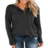 Leuncero majica za žensku casual dugih rukava dolje bluze dolje bazični jesenski lagani pulover TOP CLARET XXL