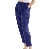 Aurouralne hlače za žene čišćenje Žene Ljetne hlače Ležerne prilike čiste boje elastičnih struka posteljine