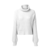 PEDORT Džemper za ženske posade dugih rukava pleteni džemper bijeli, m