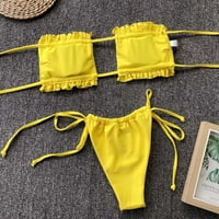 Finelylove seksi kupaćim kostim za žene podstavljene izrezane grudnjaka Bikini Yellow S