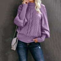 Džemper za žene Žene dame Mid Srednji vrat Labavi dugi rukav, pulover solidne boje, mine, topla pletena
