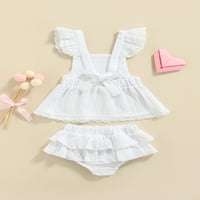 FIOMVA Baby Girl Haljina set, čipkani dekor ruffle suknje suknje hlače bijela 12-mjeseci