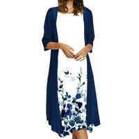 Huaai haljine za žene Žene Ljeto Ležerne prilike za odmor Floral Šifon Maxi haljina Dvije setove Haljina