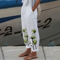 Iopqo ženske casual pantalone za žene hlače sa džepovima casual casual visokog struka Ispis pamučne