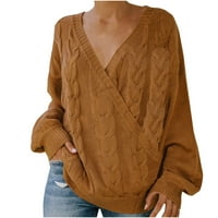Ženska bluza vrhovi dugih rukava modni pulover Elegantne dressy Loose Fit V izrez Trendy Cosy Fall odjeća