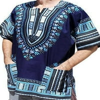Abtel Muns Ljetni vrhovi Tribal Festival Dashiki Majica Loot Fit T majice Muška bluza Bohemian Holiday Beli plavi l