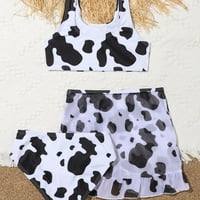 Djevojčica toddlera kupaći kostim krava za ispis na vrhu suknje od suknje bijela plaža kupaće odijelo,