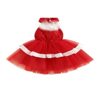 Dječje djevojke božićne haljine bez rukava Halterneck, haljina za patchwork za patchwork za patch scena