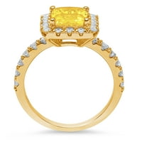3.84ct smaragdni rez žuta simulirana dijamant 14k žuti zlatni graviranje izjava svadbeni godišnjica