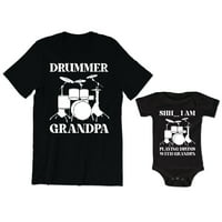 Muška majica bubnjara GLADPA Muzička grafika Tee Shh Igram bubnjeve sa djedom Dječja dječja dječja majica