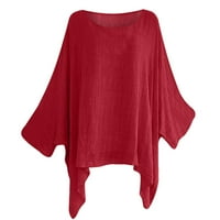 Yyeselk Plus size za žene Ležerne košulje za Batwing Okrugli izrez TEE SHIrts Trendy Pure Color Pamučne