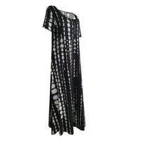 Haljine za žene Bohemian Maxi kratki rukav za kratki rukav od tiskane plaže mini haljina crna m