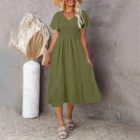 Podplug Ljetna haljina za žene, ženska modna ljetna baš u obliku kratkih rukava s kratkim rukavima