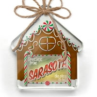 Ornament tiskao je jedan oboren pozdrav iz Sarasote, vintage razglednice božićne neonblond
