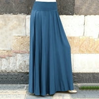 Suknje za žene Žene Modni elastični struk Izvrsna nagnuta suknja Vintage Aline Loose duge suknje plava