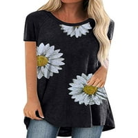 Žene cvjetne kratkih rukava majica s labavim casual bluzama Tunički vrhovi plus veličina