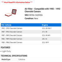 Zračni filter - kompatibilan sa - Chevy Camaro 1991