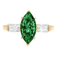 2.0ct Marquise Cut zeleni simulirani smaragd 18K žuti zlatni godišnjica Angažmane kamene prstene veličine
