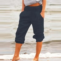 Jtckarpu casual hlače posteljine hlače žene ljeto s džepovima široke pantalone za noge