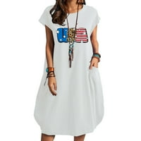 Ženska boemska cvjetna košulja američke zastave Striped ispisani labavi kratki rukav za ljeto o vrat