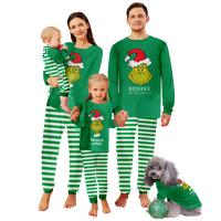 Podudaranje porodice Božić pidžama Santa Cartoon Zelena bijela pruga Ispis djece-djece-dječje-ljubimce-kućne