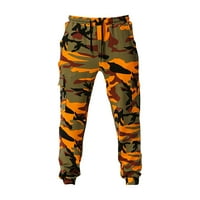 Cuoff Hlače Muški patchwork kamuflage jogging hlače na otvorenom sportske hlače Fitness hlače narandžasti