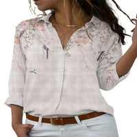 Bomotoo dame labava bluza cvjetna print casual tunika košulja za dijeljenje elegantnog gumba niz majice