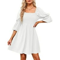 Haljine za žene Ljetna casual haljina cvjetni scoop rukav rukav haljina kratke haljine bijele 2xl