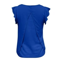 Ženske vrhove Dame V izrez Pulover Fit kratki rukav Shiny Soild T-majice Plavi XL