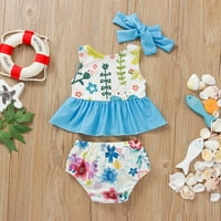 2DXuixsh Girl kupaći kostim Toddler Ljetne djevojke Bowknot Flower Print Runffes Dva kupaći kostimi
