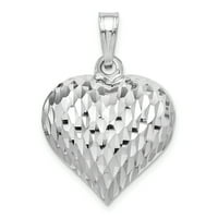 Sterling Silver Rodium polirani i dijamantski privjesak za rezanje srca