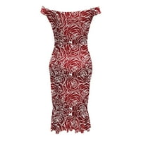 Olyvenn prodaja HIP HAP haljine za žene cvjetni ispis ruffle prorez ispod koljena modna ljetna haljina