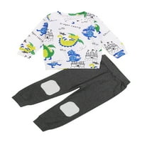 Nokiwiqis Boys Set odjeće, Dinosaur Print majica + patchwork duge hlače