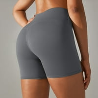 HHEI_K FLARED joga hlače Ženske čvrste joge kratke hlače u tijesnim visokim strukom elastične sportske