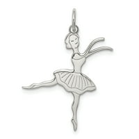 Prekrasna srebrna srebrna rodirana balerina polirani šarm