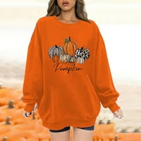 Ženska odjeća Stalna odjeća Ženska Hallowee Print Pulover okrugli vrat Drop ramena dugačka bluza narandžasta