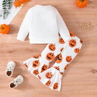 Halloween Baby Girls Pad odijelo Pismo bundeve ispis posade izrez dugih rukava dukserice flare hlače