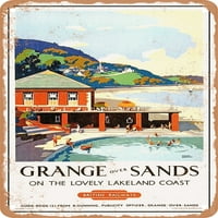 Metalni znak - Grange preko pijeska na lijepim obali Lakelands Britanska željeznica Vintage ad - Vintage