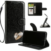 iPhone 6s Case Novčanik, iPhone, Allytech Glitter Folio Kickstand sa ručnim vrpcom sjajnim sjajnim luksuznim
