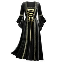Wendunide haljina s dugim rukavima za ženske haljine plus veličine kvadratni ovratnik patchwork zavoj