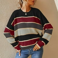 Pad džemperi za žene mršavi džemper pulover casual crew džemperi za djevojke crne xl