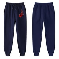 Huaai Womens Sport pantalone Srednji struk Crveni leptir otisci duge hlače Ležerne prilivne pantalone