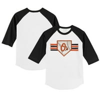 Toddler Tiny Turpap bijeli black Baltimore Orioles Base Stripe 3 4-rukave Raglan majica