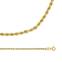 Čvrsta 14k žuto zlatno ogrlica uže užad u obliku lanca uvijena uvijena dijamantska stijena tanka svjetlost