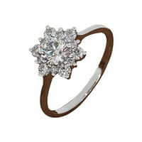 Cara Lady Sterling Silver Prirodni draguljni dijamantni snježni pahulji cvjetni antikni prsten