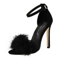 KatAlem žene otvorene nožne trske sandale fluffne featarske cipele za visoke pete visoke pete Žene kopče