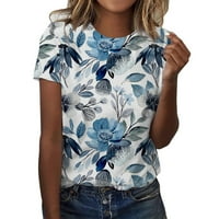 Youmylove majice za žene Ljeto tiskovine plus veličine vrhova kratkih rukava O-izrez Spring TEE Labavi